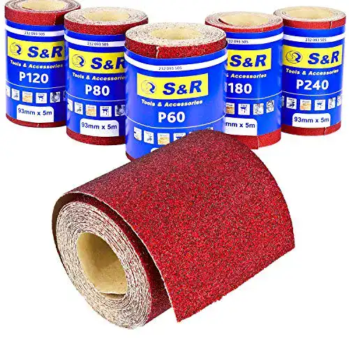 Schleifpapier S&R rollen Set, 5 Rollen 93 mm x 5 m