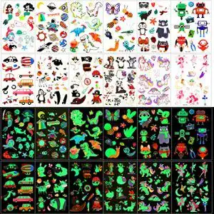 Kindertattoos Qpout Temporäre Tattoos für Kinder, 135 Stück