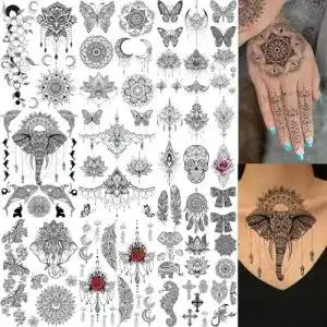 Temporäre Tattoos EGMBGM 28 Blätter Schwarz Frauen