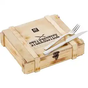 Steakbesteck Zwilling 07150-359-0 Steak, rustikale Holzbox, 12-tlg