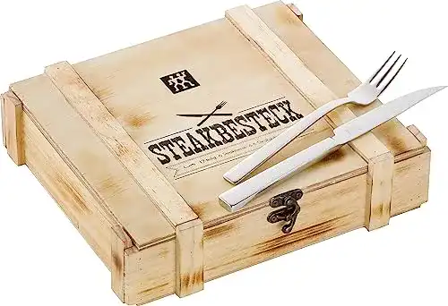 Steakbesteck Zwilling 07150-359-0 Steak, rustikale Holzbox, 12-tlg