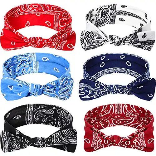 Bandana Blulu 6 Stück Paisley Stirnbänder Boho Bogen Knoten
