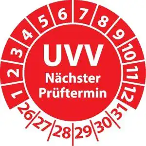 Prüfplakette Fast-Label UVV Nächster Prüftermin, Vinylfolie