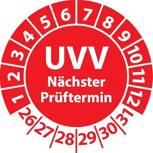Prüfplakette Fast-Label UVV Nächster Prüftermin, Vinylfolie