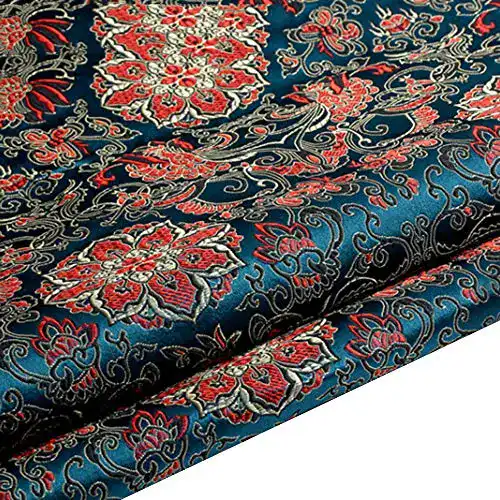 Brokatstoff YOUMU Chinesischer Blumen-Stickerei Lotus Seidig