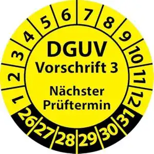 Prüfplakette Fast-Label DGUV Vorschrift 3 Nächster Prüftermin