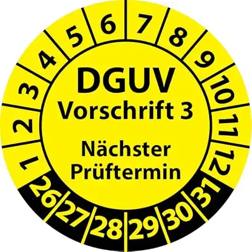 Prüfplakette Fast-Label DGUV Vorschrift 3 Nächster Prüftermin