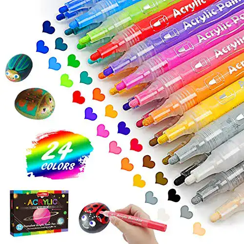 Acrylstifte YITHINC 24 Farben Steine Bemalen Stifte Set