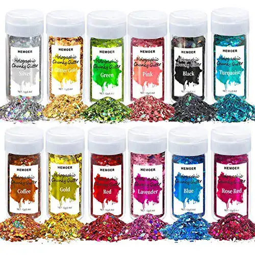 Glitter HEMOER Holographic Chunky, 12 Farben 144g