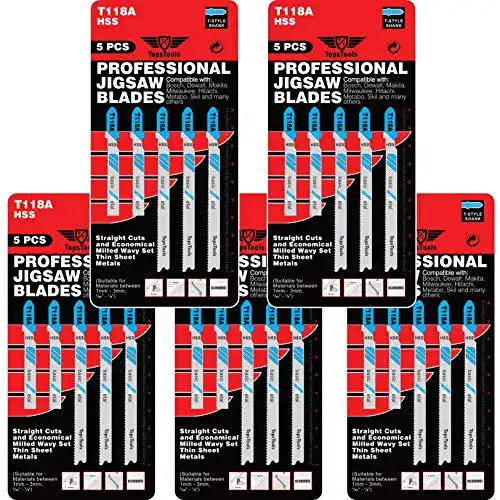 Stichsägeblätter (Metall) TopsTools 25 x T118A Gerade Schnitte