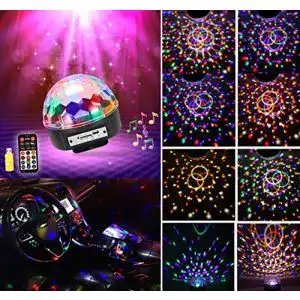 Discokugel Kinder Pusheng LED DJ Lichteffekte MP3 RGB 9 Farben