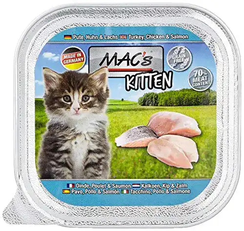 Die beste Kitten-Nassfutter MAC's, getreidefrei Kitten Pute, Huhn, Lachs, 16er 2026 Test Bestseller Kitten-Nassfutter MAC’s, getreidefrei Kitten Pute, Huhn, Lachs, 16er