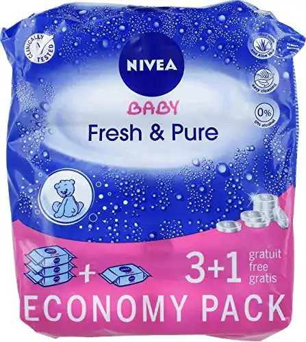 Feuchttücher NIVEA Babywipes pure & fresh 63, 4 Pack