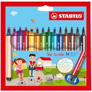 Filzstifte STABILO Gefederter Dreikant-Filzstift Trio Scribbi 14er Pack