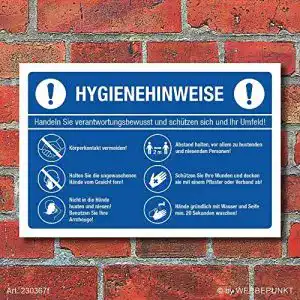 Schild Hygieneregeln WERBEPUNKT. Schild Hygienehinweise