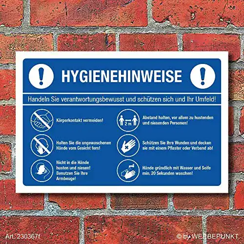 Schild Hygieneregeln WERBEPUNKT. Schild Hygienehinweise