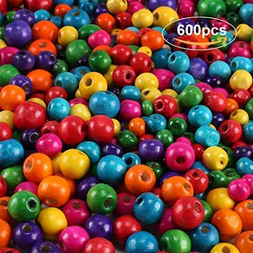Holzperlen QGYM Bunte 600Pcs Bunt Verschieden Set