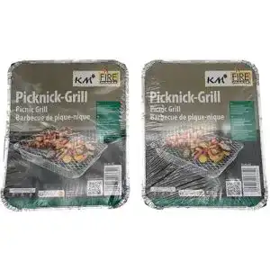 Einweggrill KM Firemaker 2 Packungen mit 450 g Holzkohle