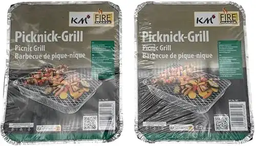 Einweggrill KM Firemaker 2 Packungen mit 450 g Holzkohle