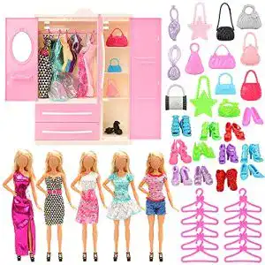 Puppenschrank Miunana 36 PCS Kleiderschrank Möbel für Puppen