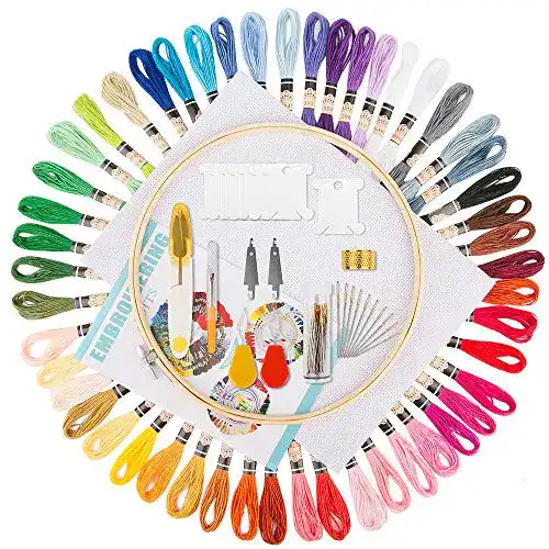 Stickgarn Aimego Stickerei Kreuzstich Set 50 PCS mit Stickrahmen