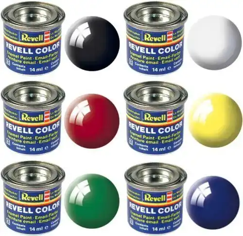 Modellbaufarben Revell Basisfarbpalette Glanzfarben glänzend 6x