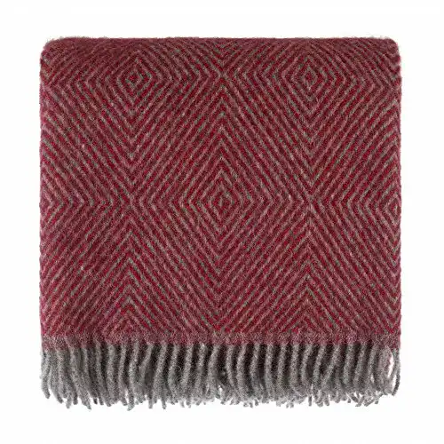 Wolldecke URBANARA 140×220 cm ‘Gotland’ Rot/Grau