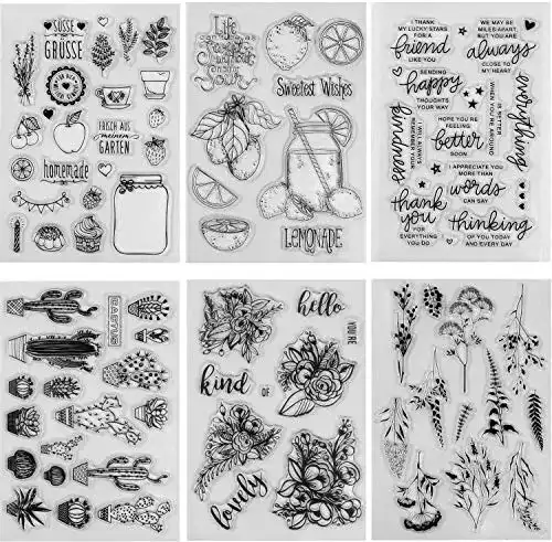 Silikonstempel MAMUNU Natur Set 6 Blatt verschiedene Themen