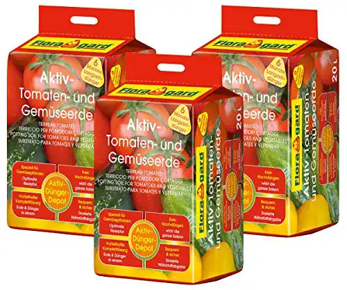 Tomatenerde Floragard Aktiv-Tomaten- und Gemüseerde 3×20 L