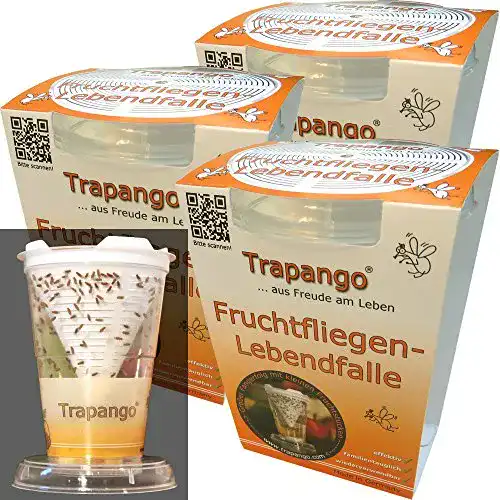 Fruchtfliegenfalle MACUR 3x Fruchtfliegen-Lebendfalle Trapango®