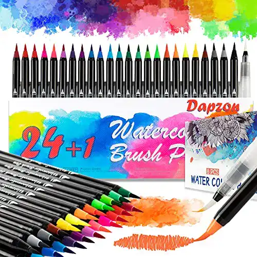 Pinselstifte Dapzon Set, 24 Aquarell mit Flexiblen Nylonspitzen