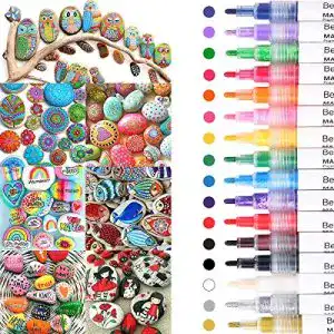 Acrylstifte Beager für Steine, 16 Farben Wasserfest Permanent