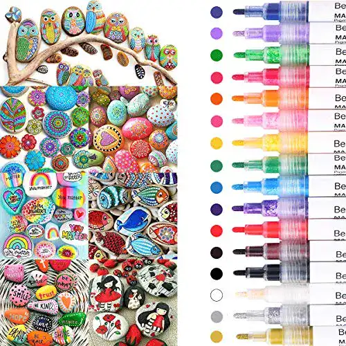 Acrylstifte Beager für Steine, 16 Farben Wasserfest Permanent