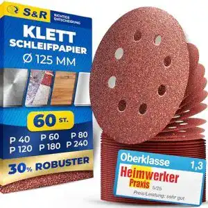 Schleifscheiben S&R Klett Schleifpapier Set 125 mm 60 St