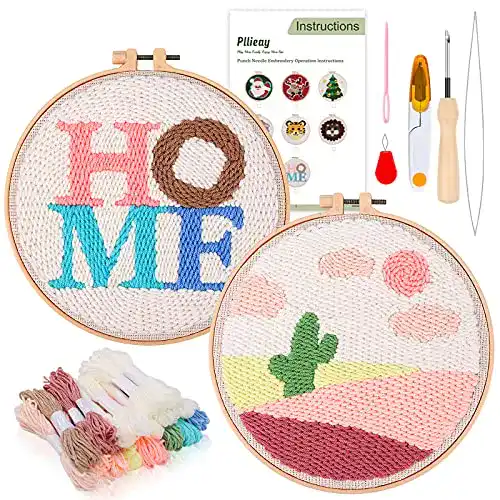 Punch-Needle Pllieay 2er-Set Stanznadel-Stickerei-Starter-Sets