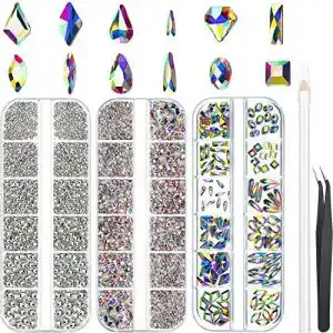 Glaskristalle Blulu 6120 Stücke AB Kristall Strass Set Multi Formen