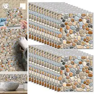 Fliesenaufkleber Yueser, 24 Stück, selbstklebende 3D Klebefliesen