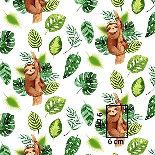 Kinderstoffe Pingianer 100x160cm Faultier 100% Baumwolle