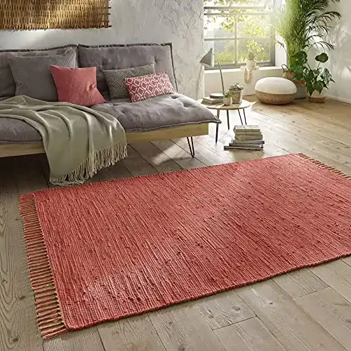 Kelim-Teppich Taracarpet Handwebteppich Läufer Fleckerl Teppich Uni