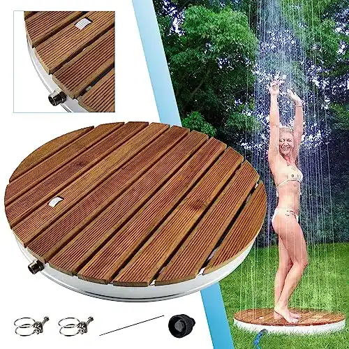 Bodendusche @tec Gartendusche Aussendusche aus massivem Teak-Holz