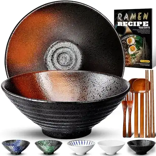 Ramen-Schüssel YTLEMON 2 Sets, 6 Stück mit Essstäbchen