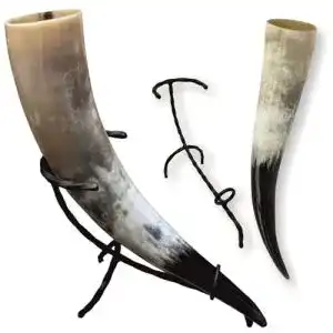 Trinkhorn Hornerey T05S Wikinger 0,5l mit Ständer Schmiedeeisen