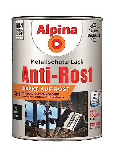Rostschutzfarbe Alpina 2,5 L Metallschutz-Lack, 3in1 Direkt auf Rost
